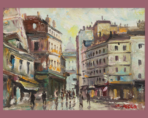 Tableau d'une rue de Paris un jour de pluie