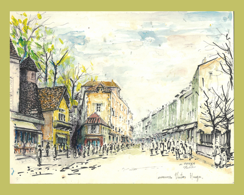 Dessin vue de l'avenue Victor Hugo à Tulle