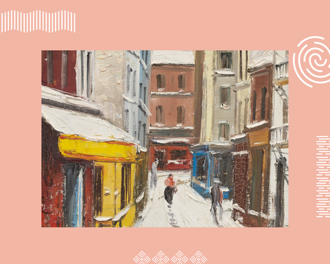Calques bohèmes Détail d'un tableau de Féola, paysage de Montmartre sous la neige