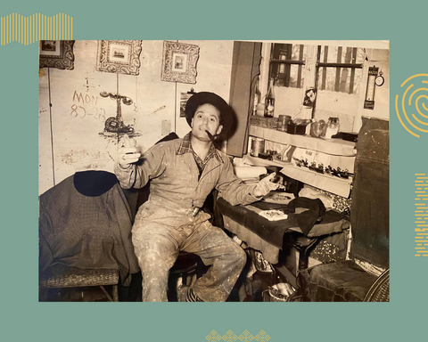 Charles Féola jeune dans son atelier 